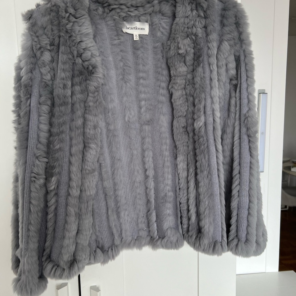 Heartloom Gray Plush Faux Fur Teddy Jacket - Picture 2 of 8